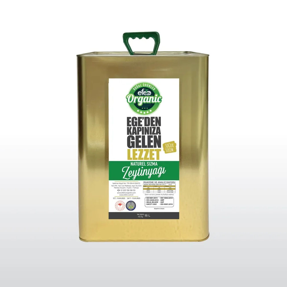 EFE ORGANİC Ultra Natural Sızma Zeytinyağı 18 Lt Teneke